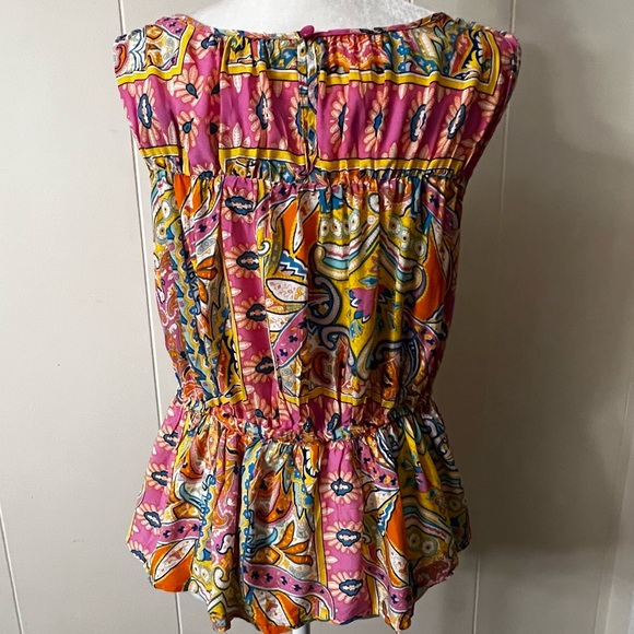 Rachel Zoe Womens colorful Paisley Sleeveless Blouse Pink Yellow small NWT - Picture 2 of 8
